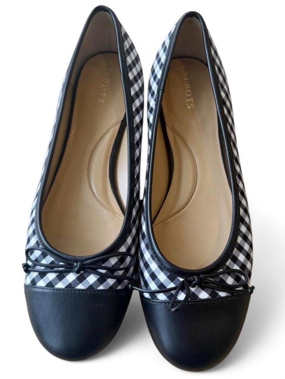 Talbots Black & White Gingham Ballet Flats, size 10.5